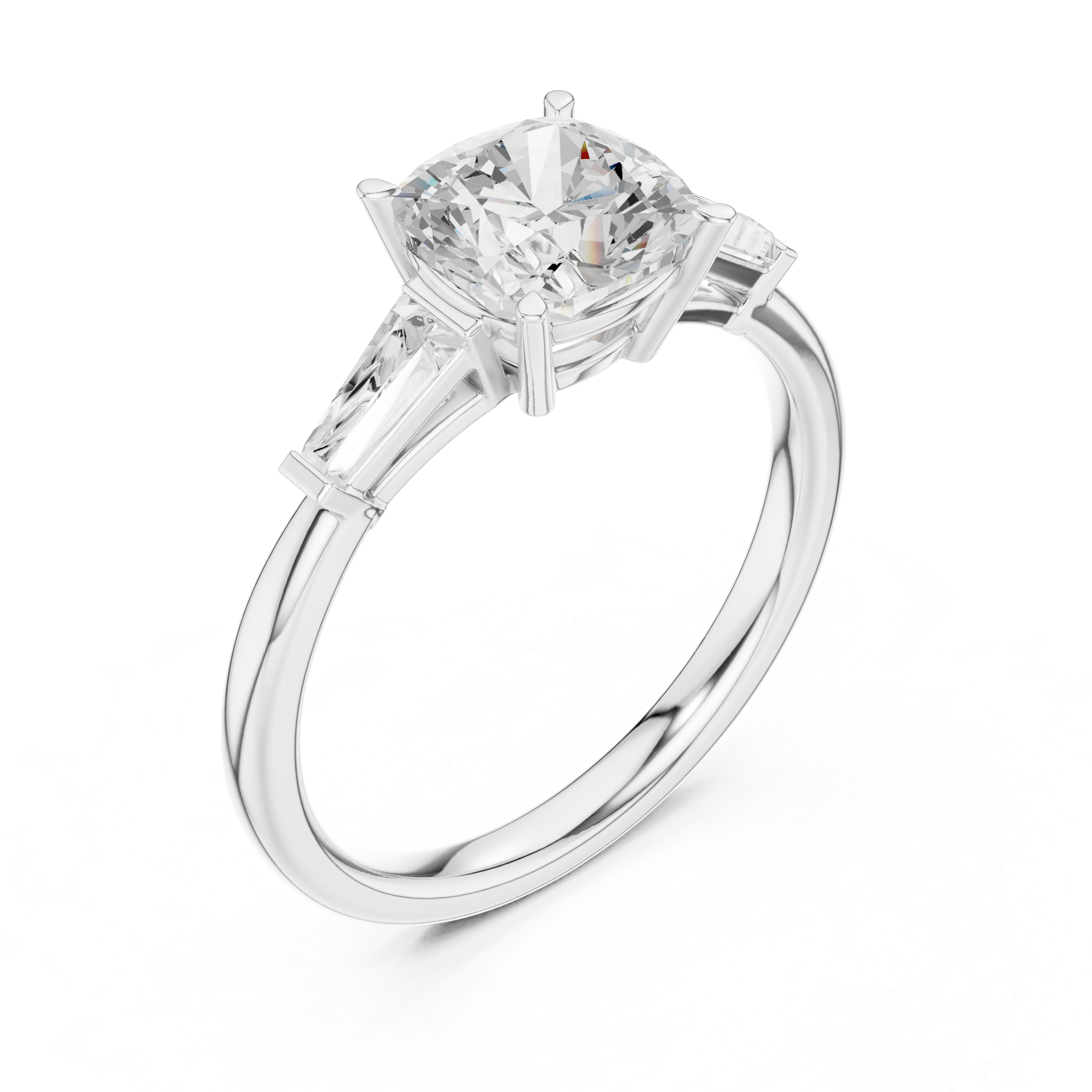Gold 1 5Ct Cushion Square Three Stone Lab Grown Diamond Velina Ring