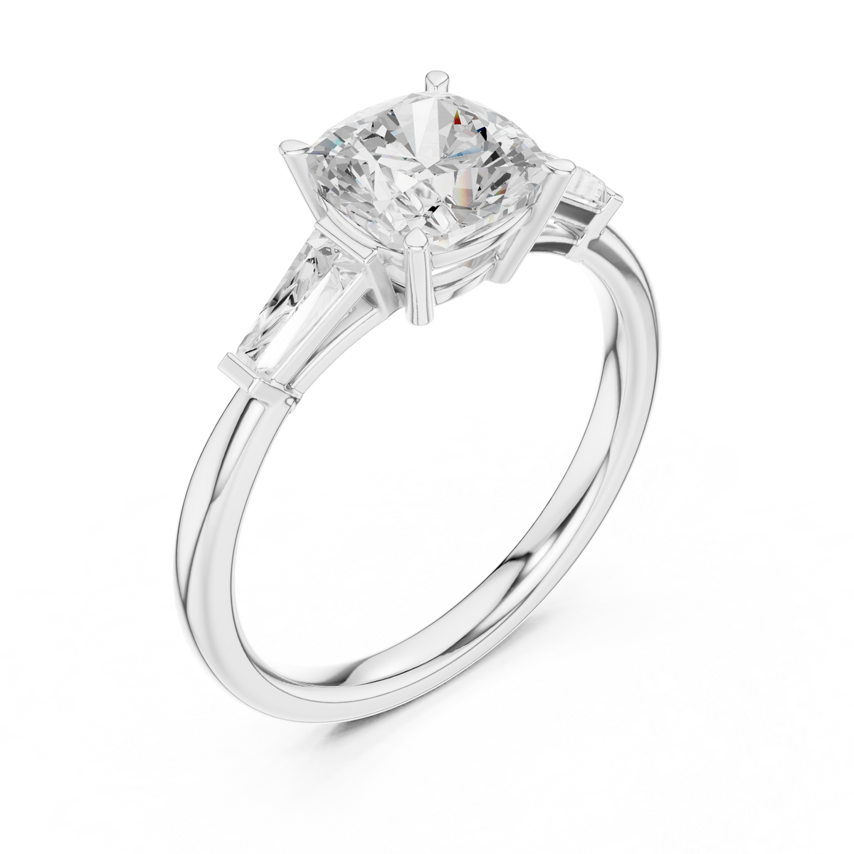 Gold 1 5Ct Cushion Square Three Stone Lab Grown Diamond Velina Ring