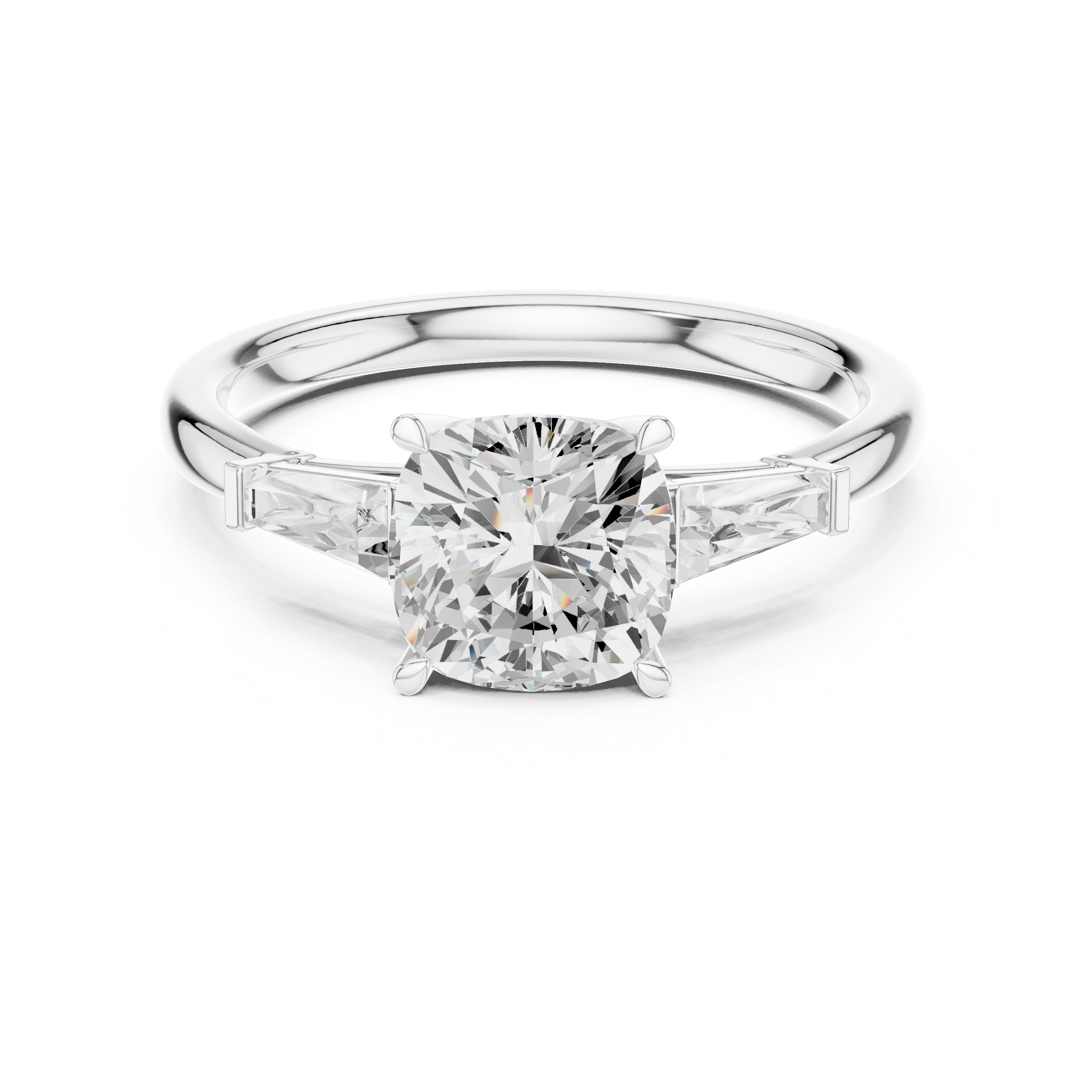 Gold 1 5Ct Cushion Square Three Stone Lab Grown Diamond Velina Ring