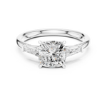 Gold 1 5Ct Cushion Square Three Stone Lab Grown Diamond Velina Ring