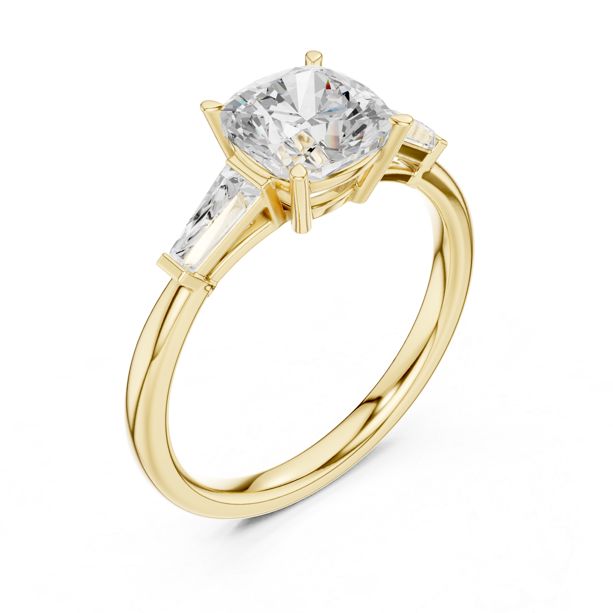 Gold 1 5Ct Cushion Square Three Stone Lab Grown Diamond Velina Ring