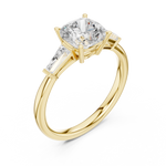 Gold 1 5Ct Cushion Square Three Stone Lab Grown Diamond Velina Ring