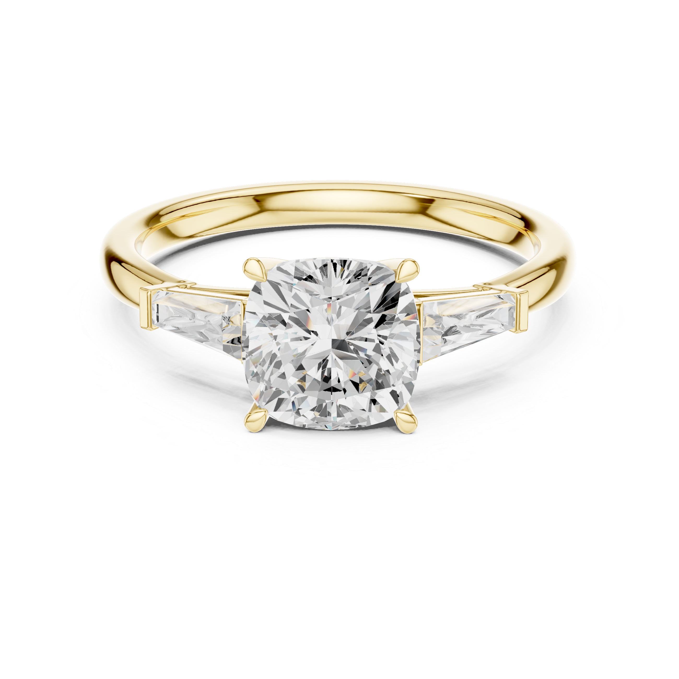 Gold 1 5Ct Cushion Square Three Stone Lab Grown Diamond Velina Ring
