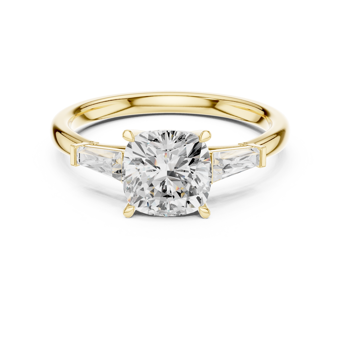 Gold 1 5Ct Cushion Square Three Stone Lab Grown Diamond Velina Ring