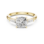 Gold 1 5Ct Cushion Square Three Stone Lab Grown Diamond Velina Ring