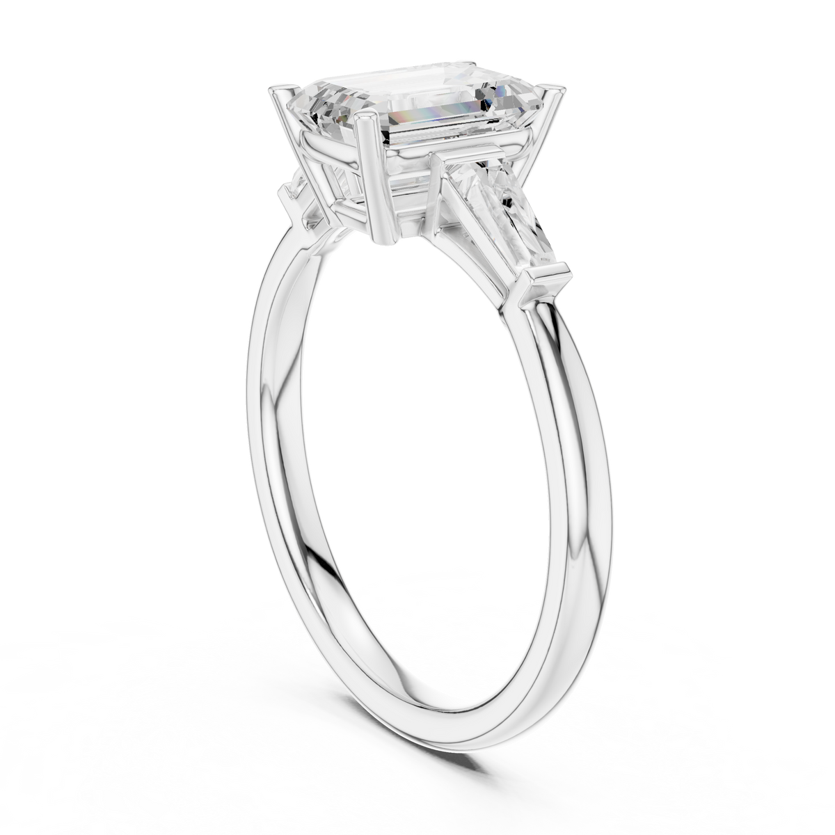 Gold 1 5Ct Emerald Three Stone Lab Grown Diamond Taelira Ring