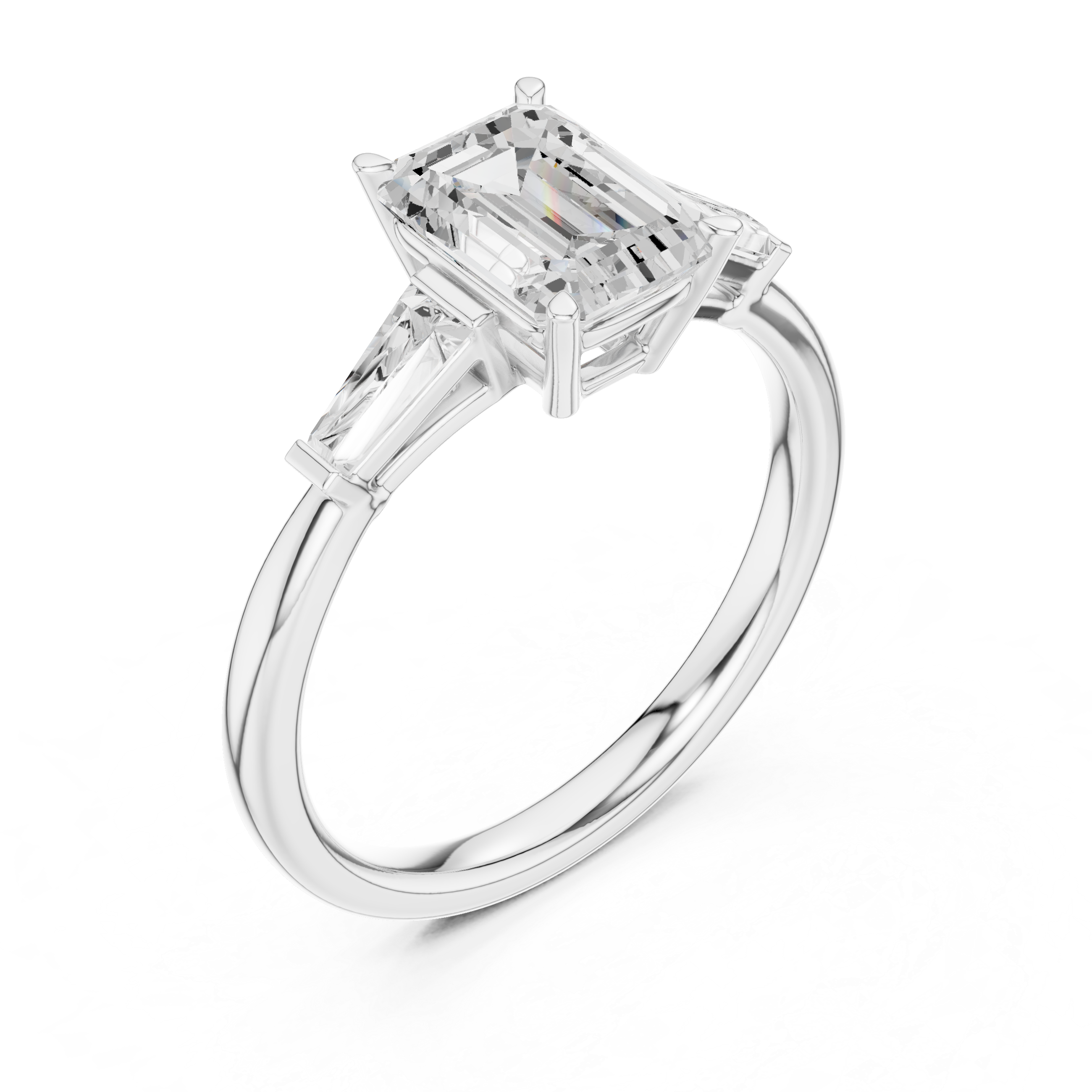 Gold 1 5Ct Emerald Three Stone Lab Grown Diamond Taelira Ring