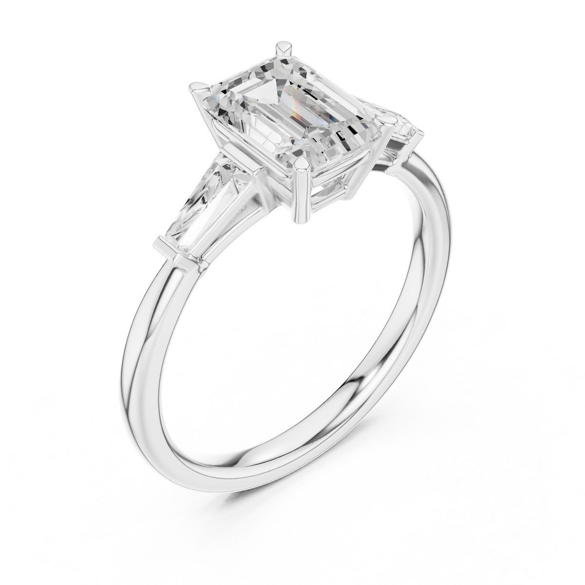 Gold 1 5Ct Emerald Three Stone Lab Grown Diamond Taelira Ring