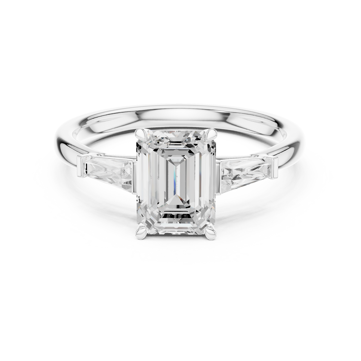 Gold 1 5Ct Emerald Three Stone Lab Grown Diamond Taelira Ring
