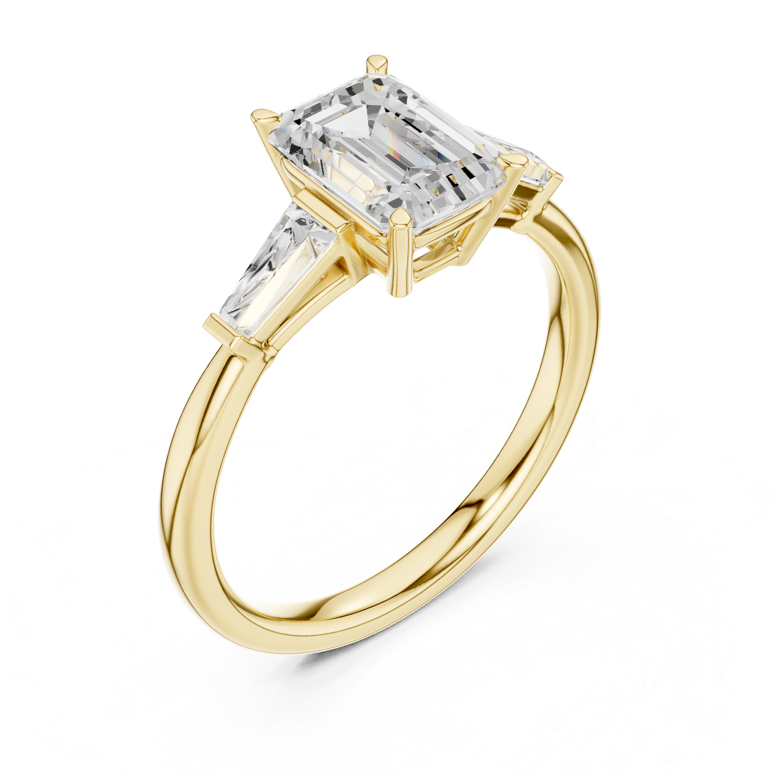 Gold 1 5Ct Emerald Three Stone Lab Grown Diamond Taelira Ring