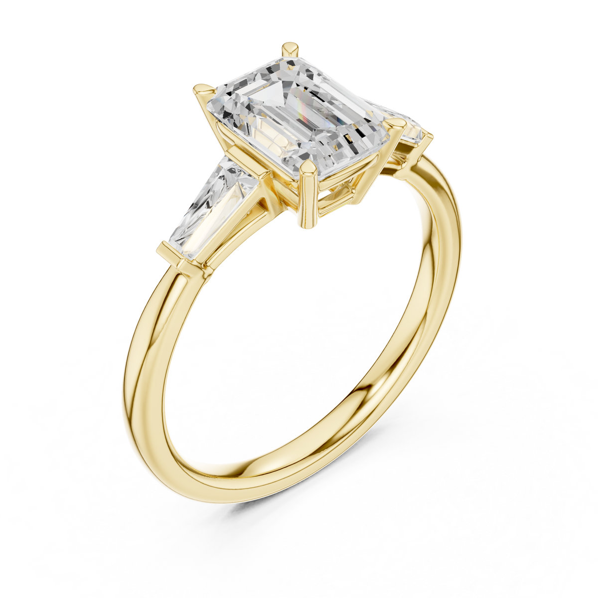 Gold 1 5Ct Emerald Three Stone Lab Grown Diamond Taelira Ring