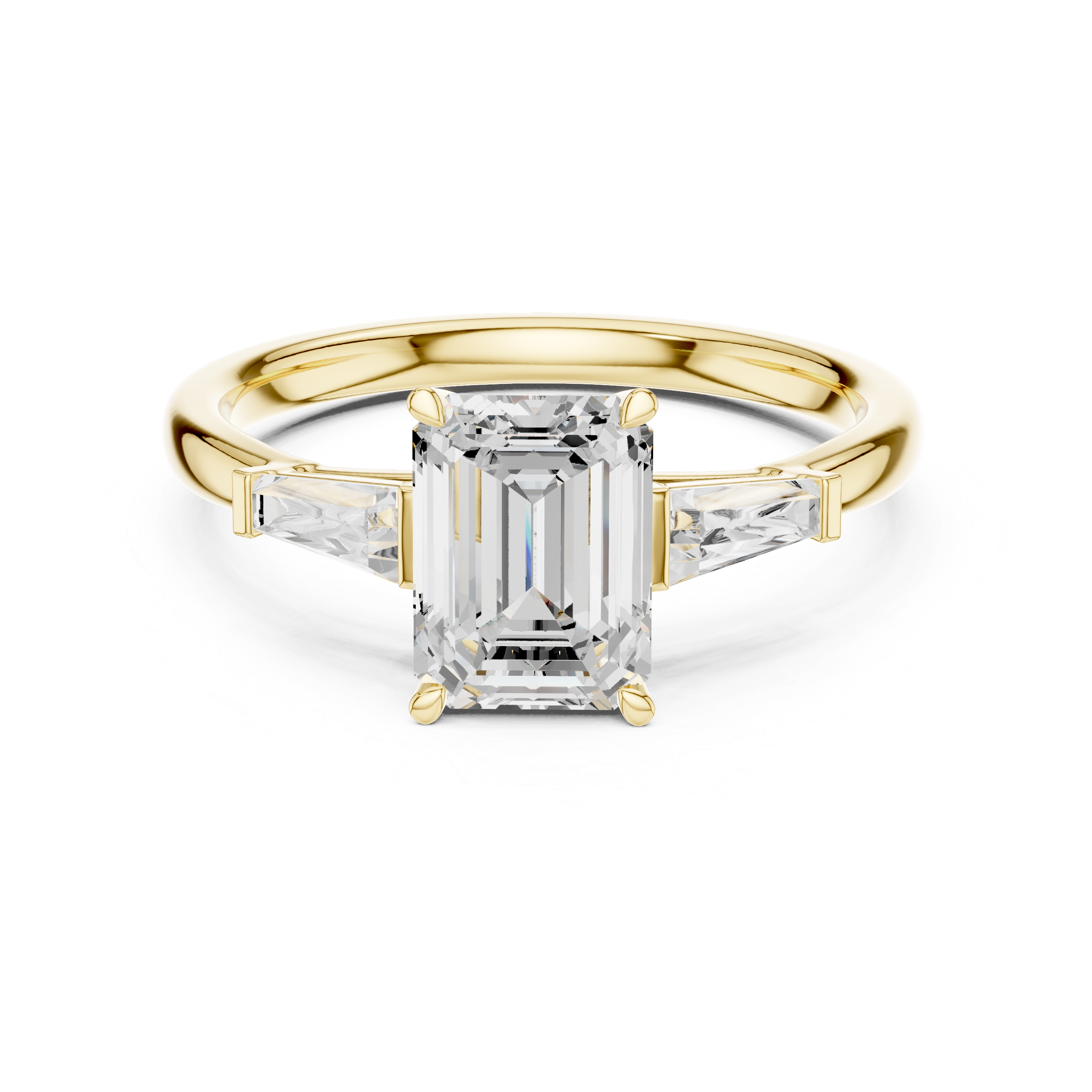 Gold 1 5Ct Emerald Three Stone Lab Grown Diamond Taelira Ring