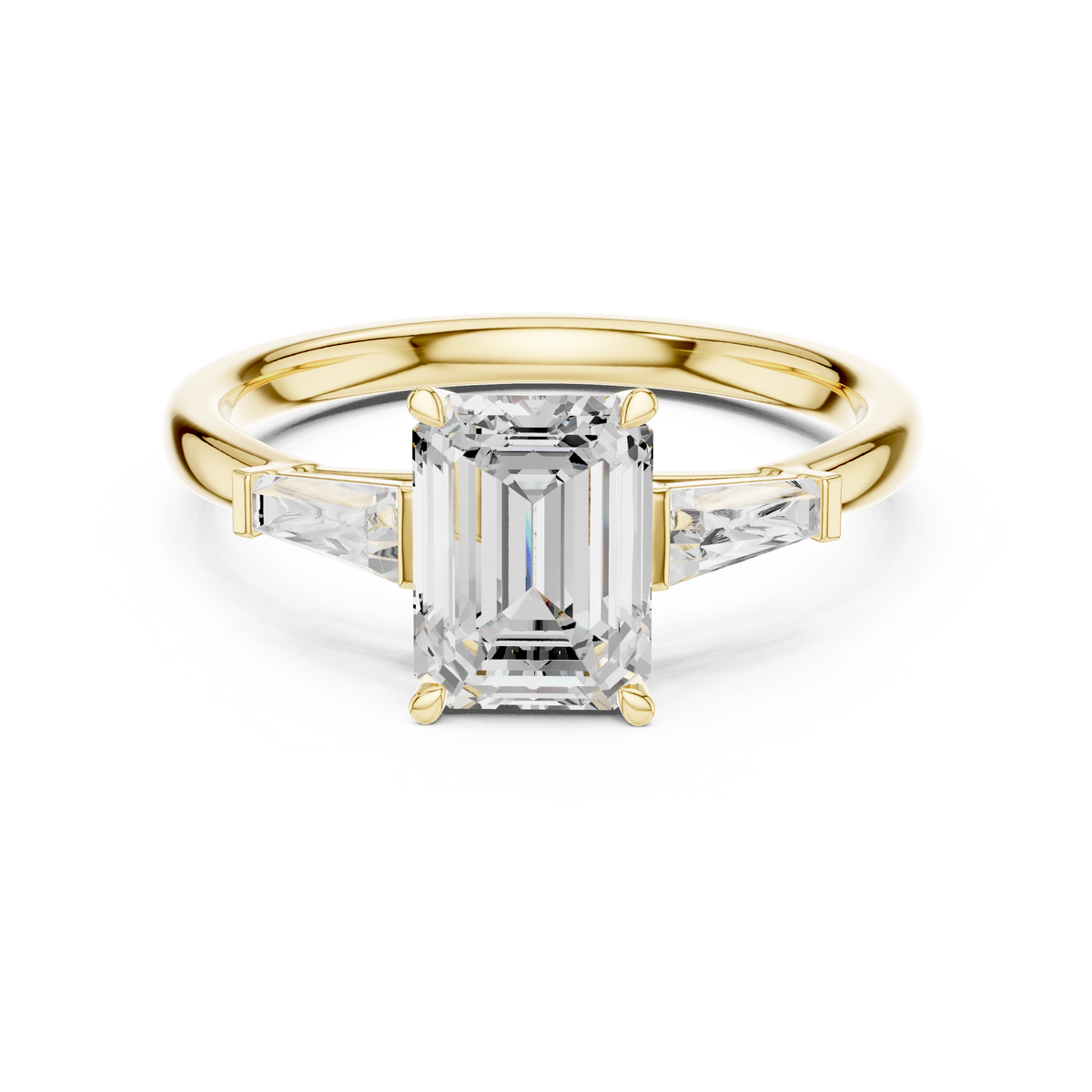 Gold 1 5Ct Emerald Three Stone Lab Grown Diamond Taelira Ring