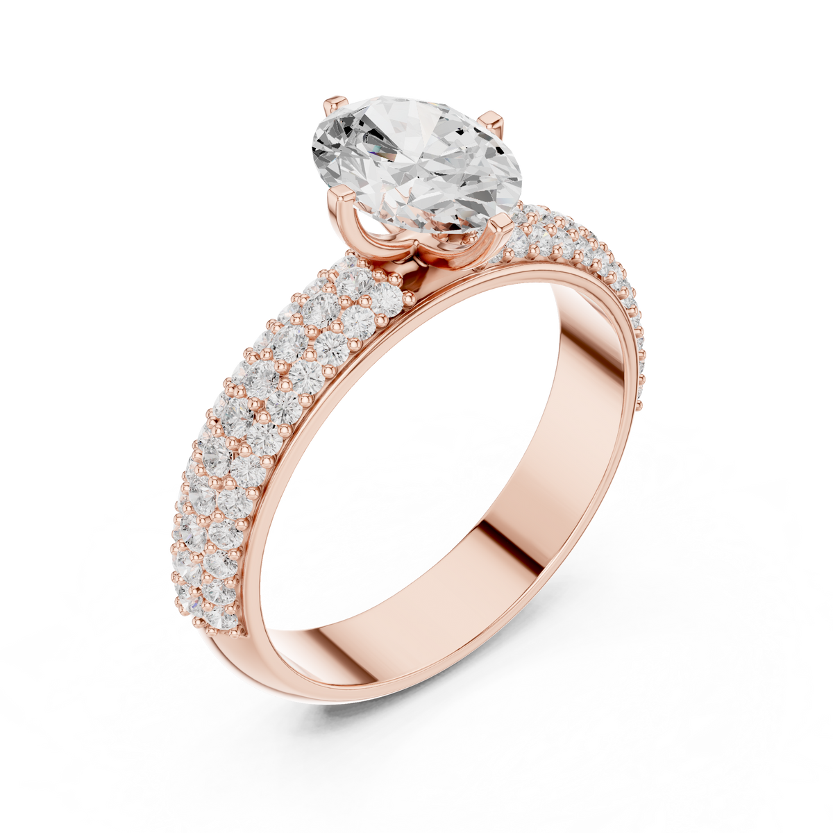 Gold 1Ct Oval Pave Lab Grown Diamond Alethea Ring