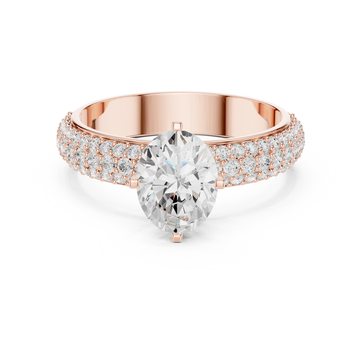 Gold 1Ct Oval Pave Lab Grown Diamond Alethea Ring