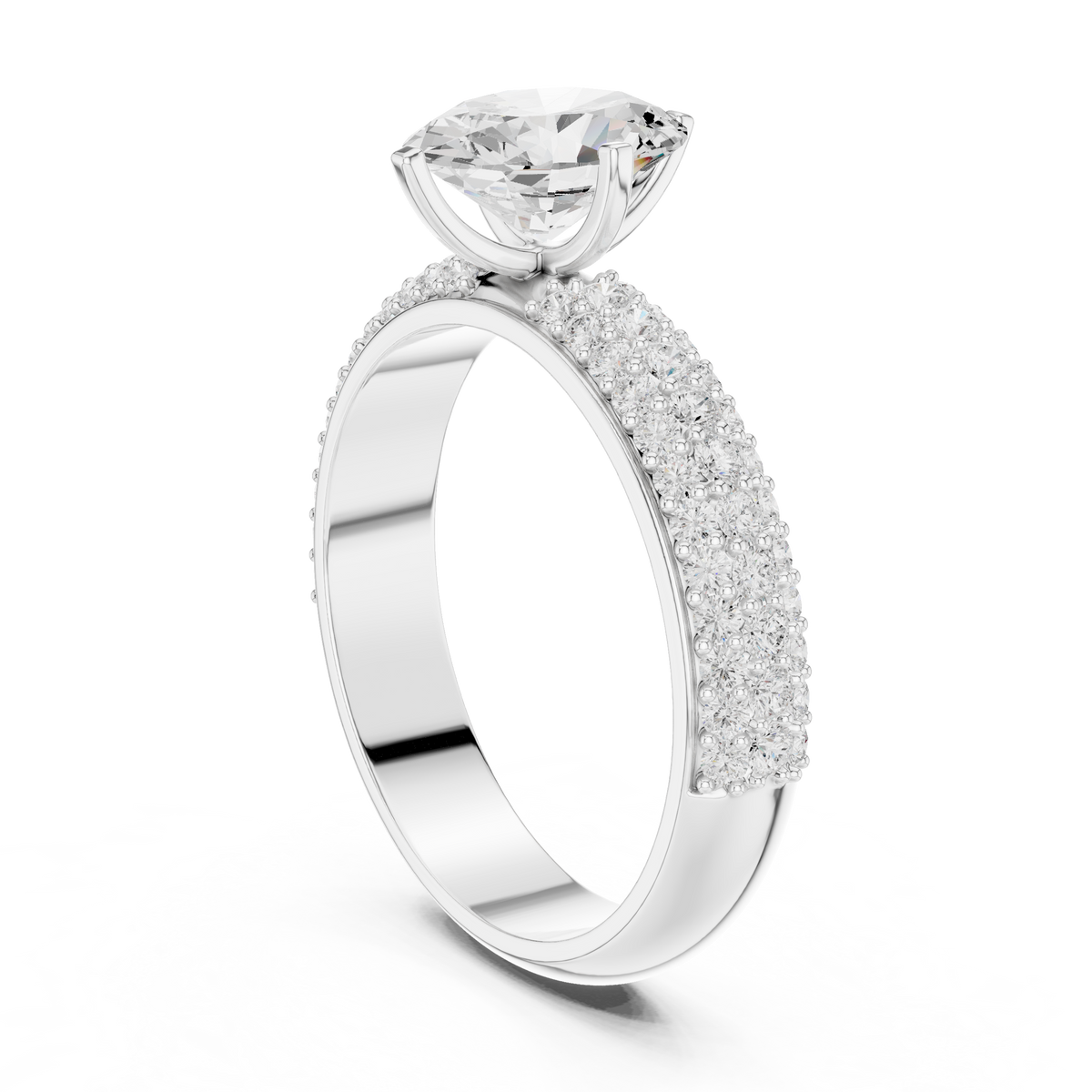 Gold 1Ct Oval Pave Lab Grown Diamond Alethea Ring