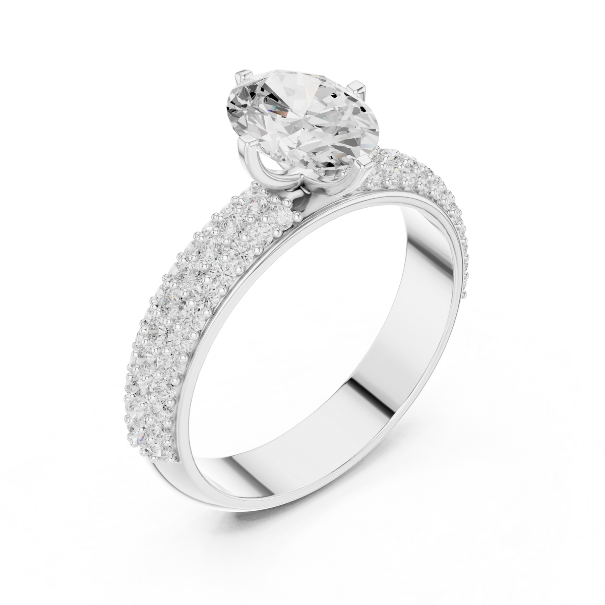 Gold 1Ct Oval Pave Lab Grown Diamond Alethea Ring