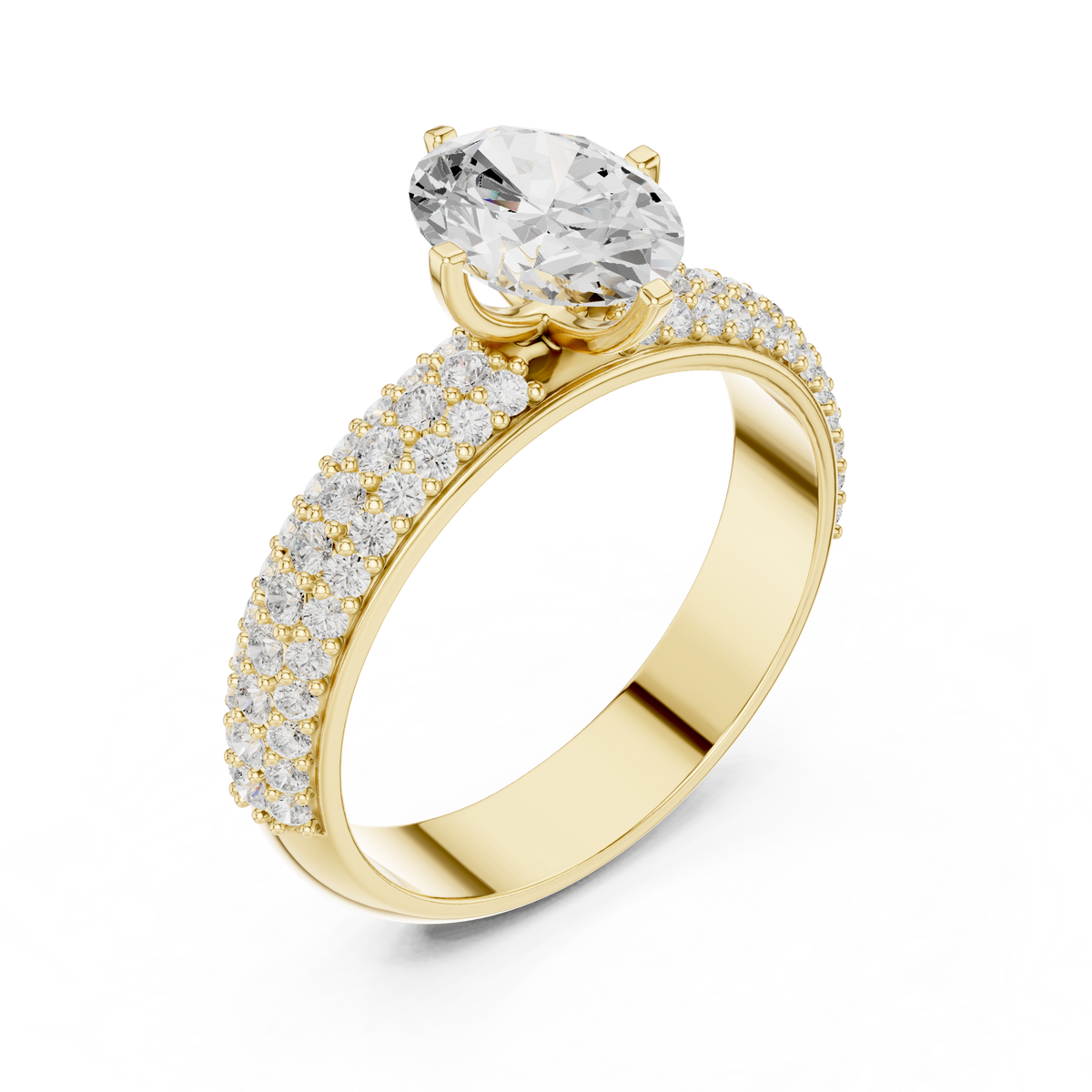 Gold 1Ct Oval Pave Lab Grown Diamond Alethea Ring