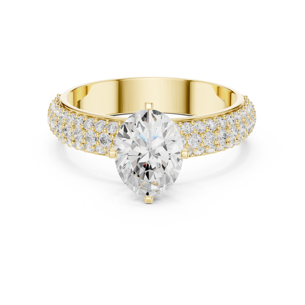 Gold 1Ct Oval Pave Lab Grown Diamond Alethea Ring