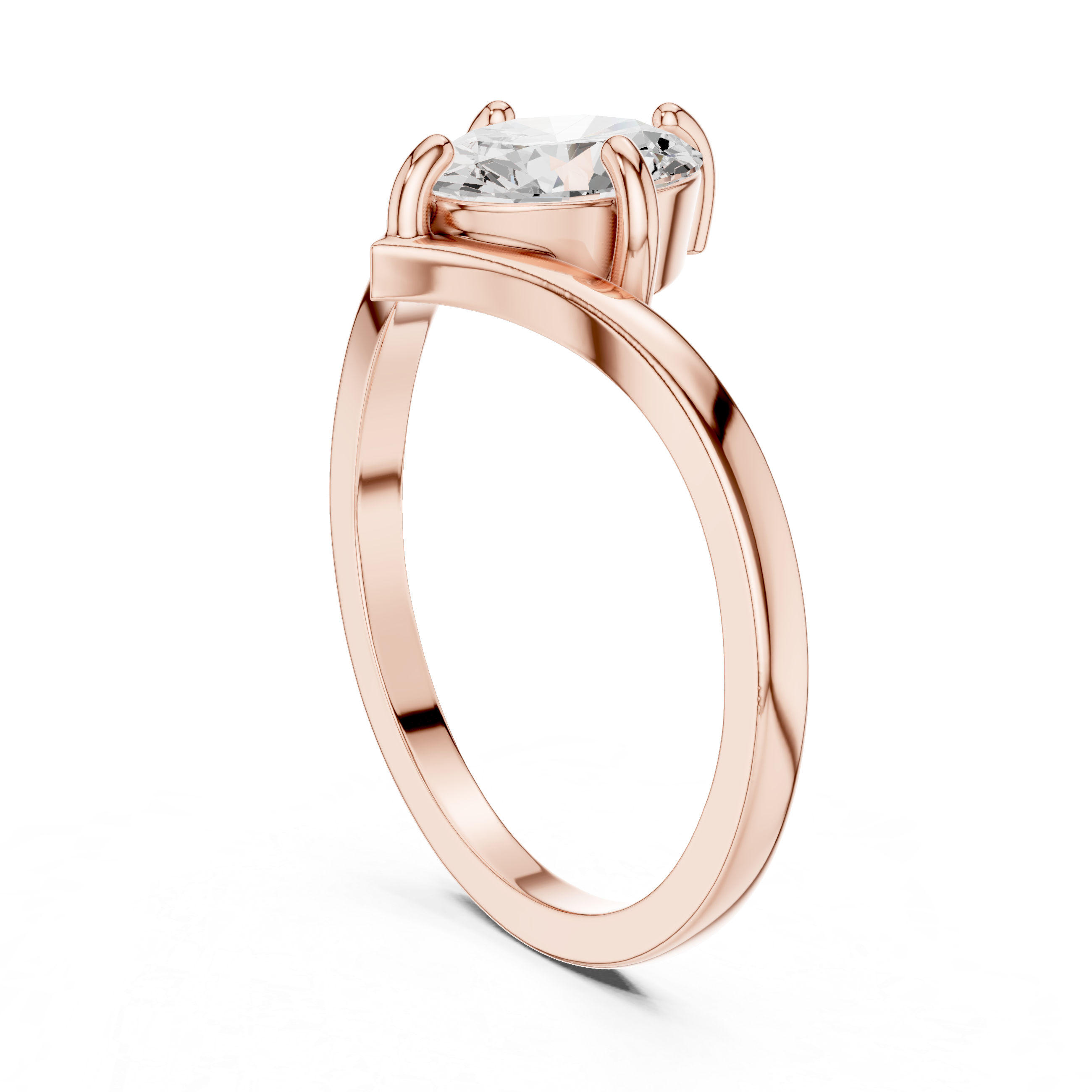 Gold Oval V Shank Solitaire Lab Grown Diamond Cyraelle Ring