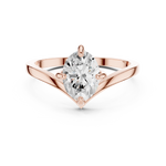 Gold Oval V Shank Solitaire Lab Grown Diamond Cyraelle Ring