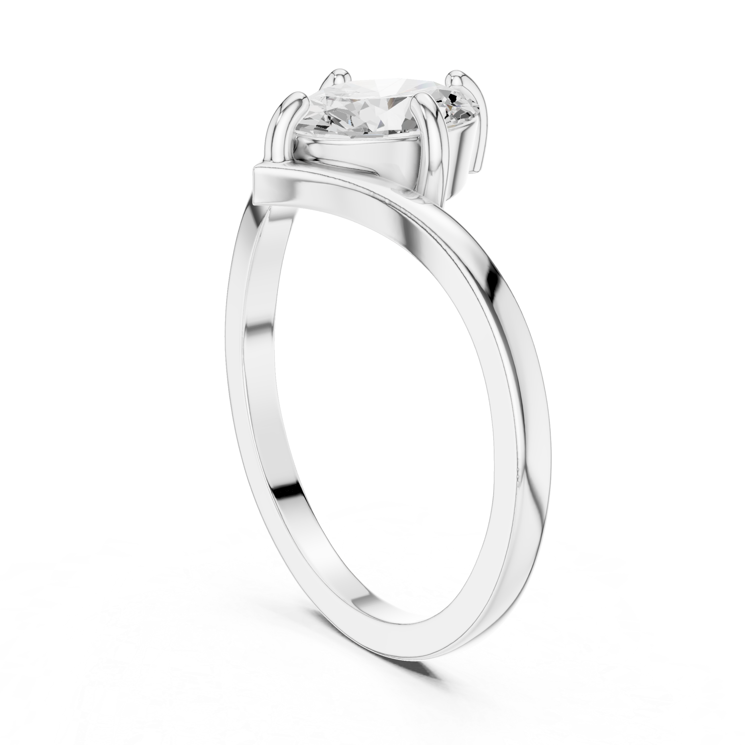 Gold Oval V Shank Solitaire Lab Grown Diamond Cyraelle Ring
