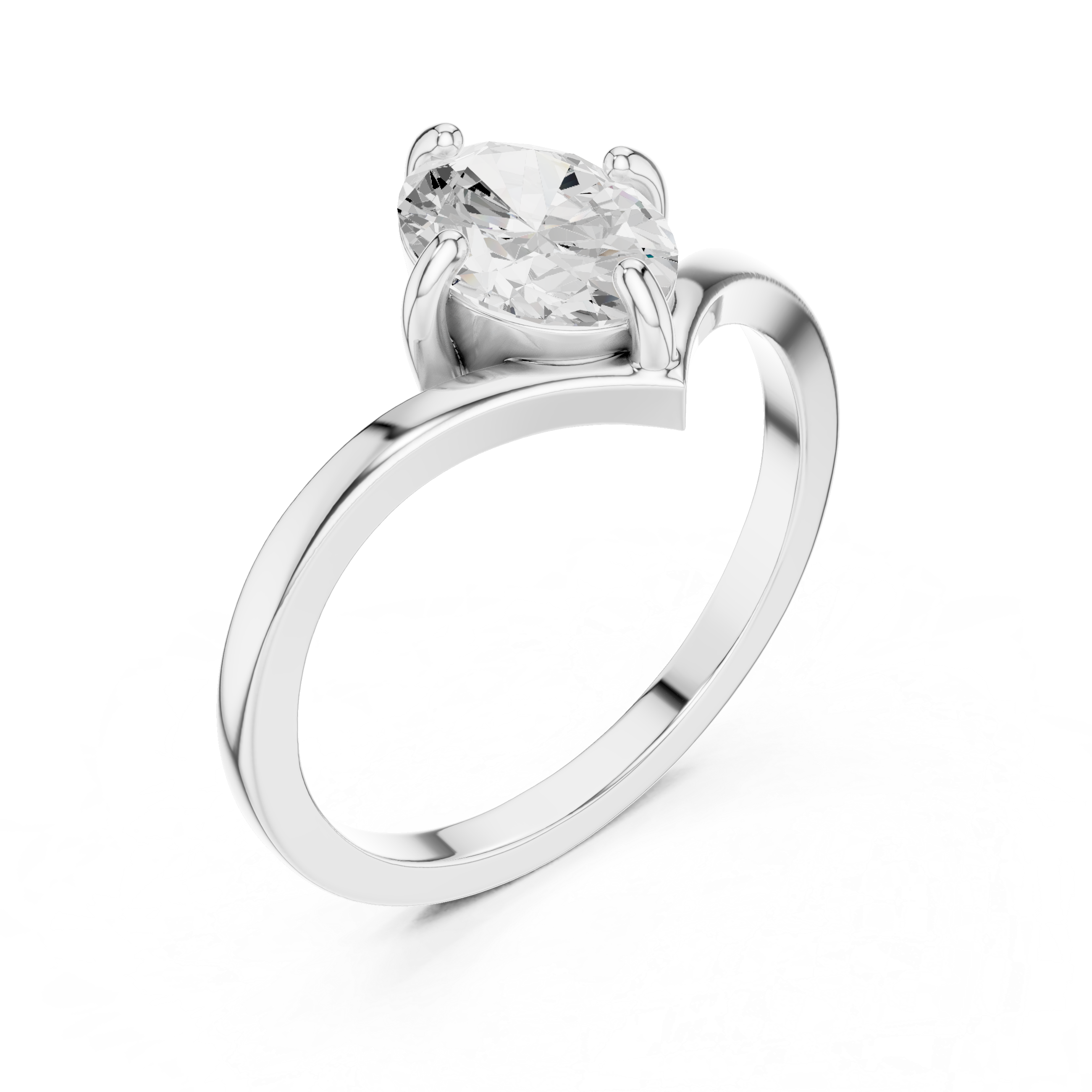 Gold Oval V Shank Solitaire Lab Grown Diamond Cyraelle Ring