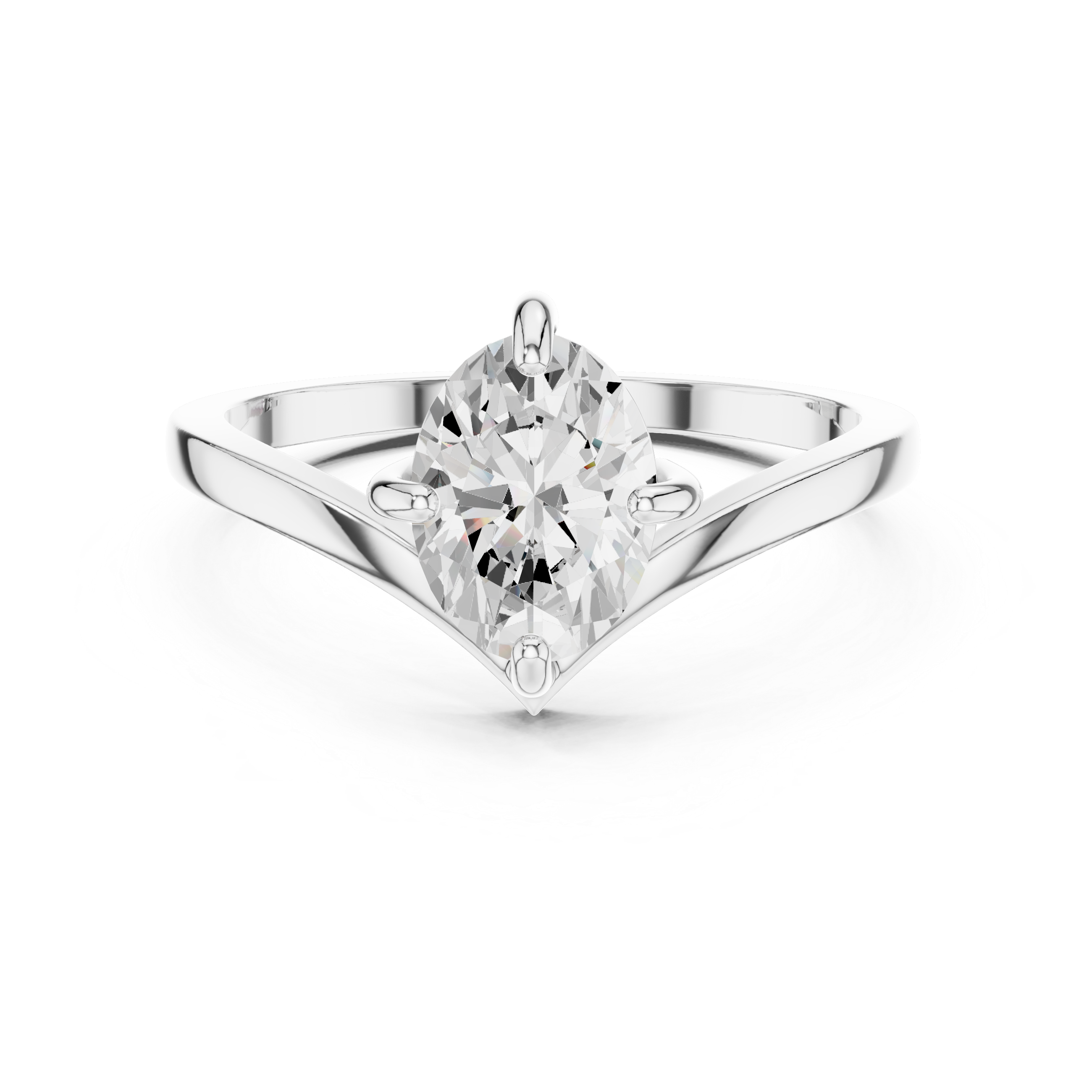 Gold Oval V Shank Solitaire Lab Grown Diamond Cyraelle Ring