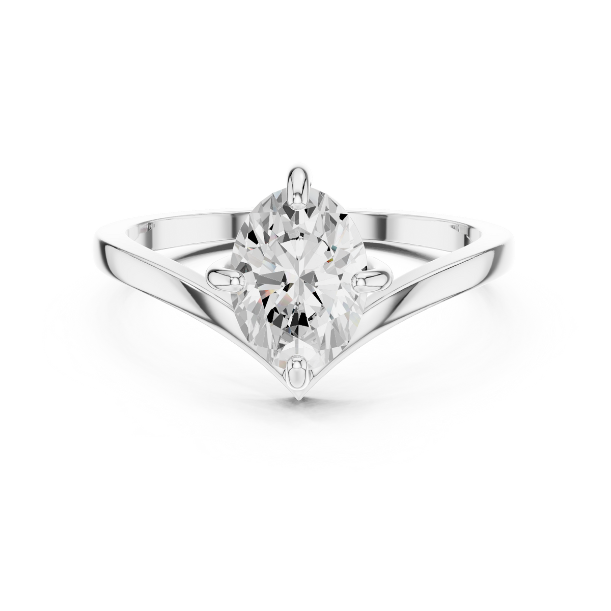 Gold Oval V Shank Solitaire Lab Grown Diamond Cyraelle Ring
