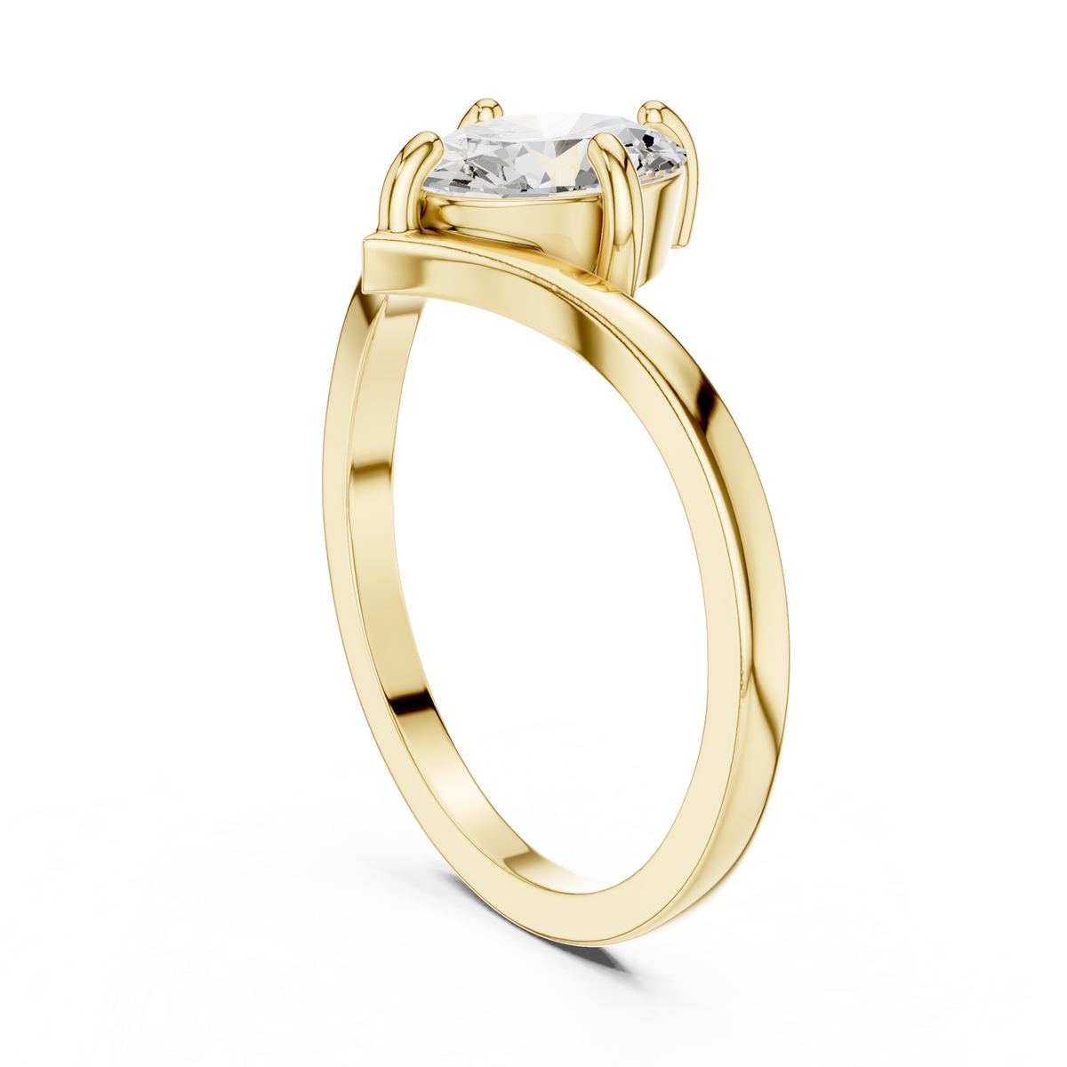 Gold Oval V Shank Solitaire Lab Grown Diamond Cyraelle Ring