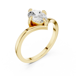 Gold Oval V Shank Solitaire Lab Grown Diamond Cyraelle Ring