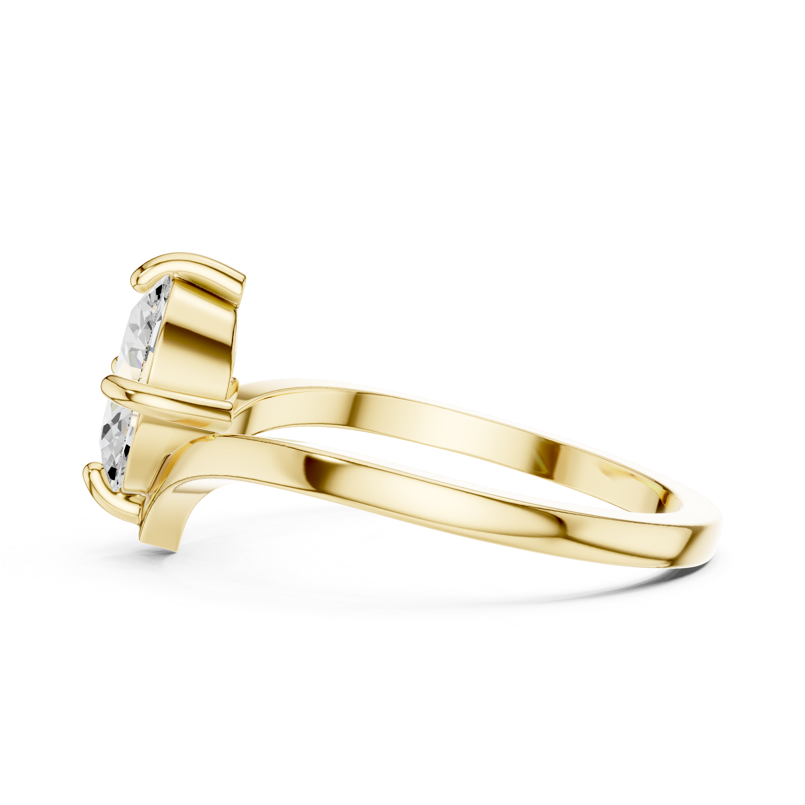 Gold Oval V Shank Solitaire Lab Grown Diamond Cyraelle Ring
