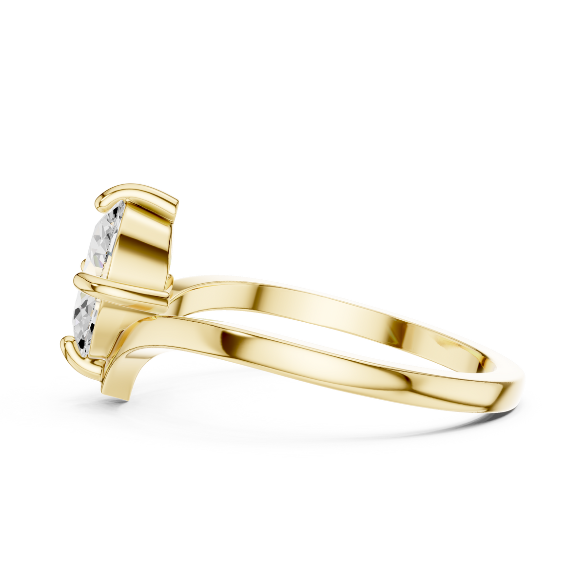 Gold Oval V Shank Solitaire Lab Grown Diamond Cyraelle Ring