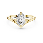 Gold Oval V Shank Solitaire Lab Grown Diamond Cyraelle Ring