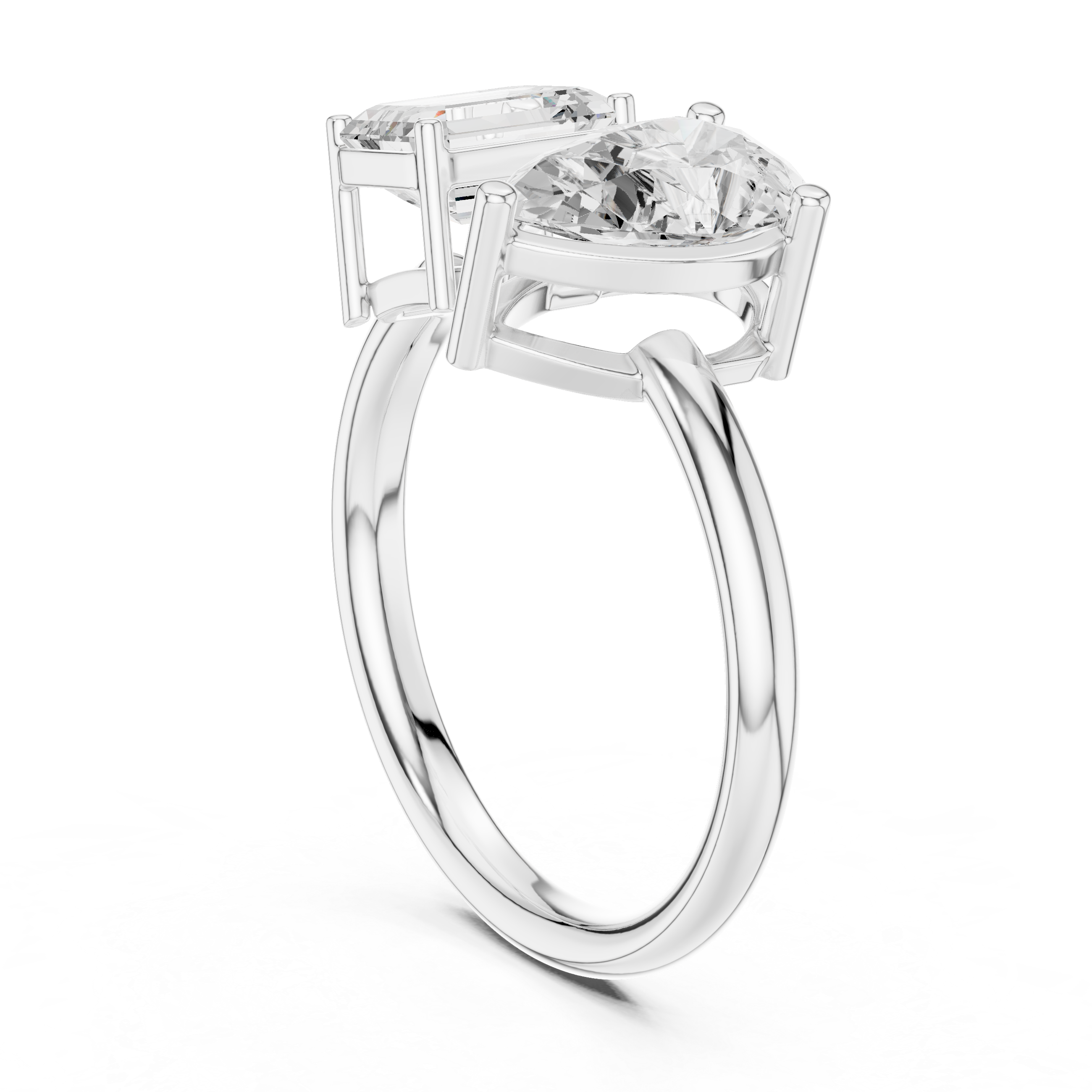 Gold 2Ct Emerald Pear Toi Et Moi Lab Grown Diamond Averix Ring