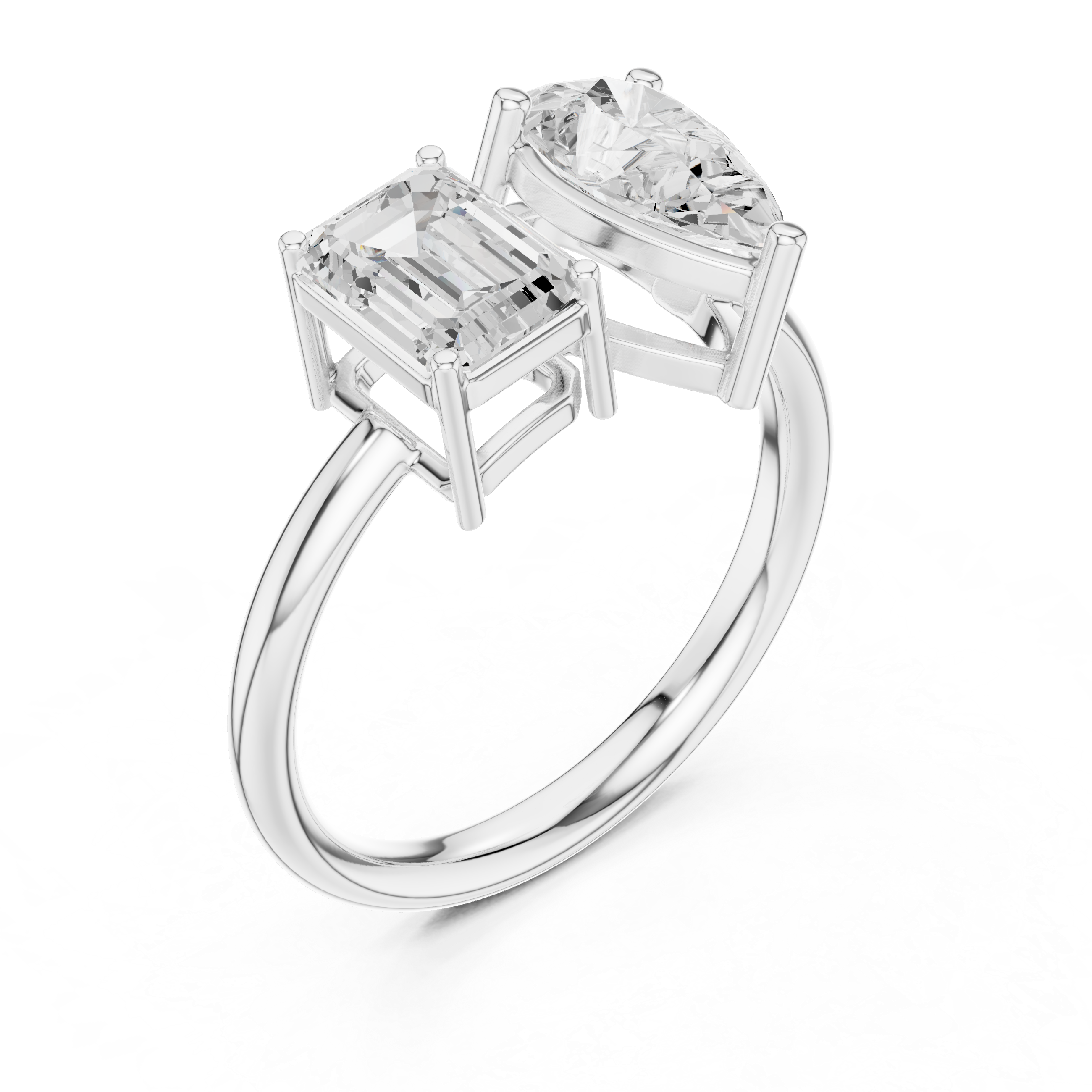 Gold 2Ct Emerald Pear Toi Et Moi Lab Grown Diamond Averix Ring