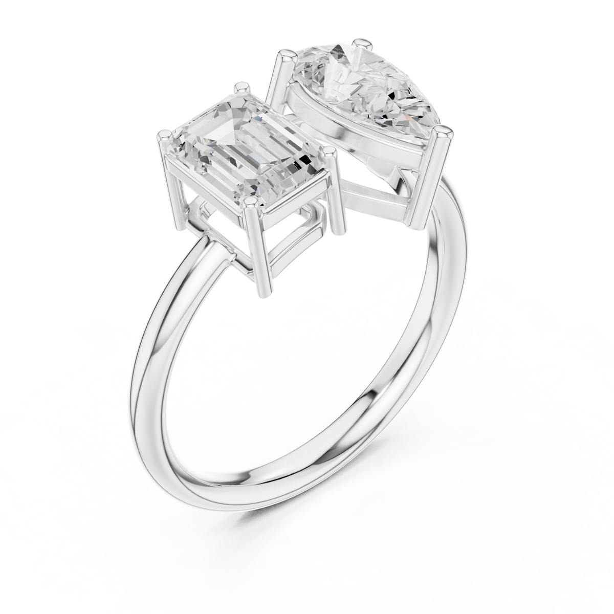 Gold 2Ct Emerald Pear Toi Et Moi Lab Grown Diamond Averix Ring