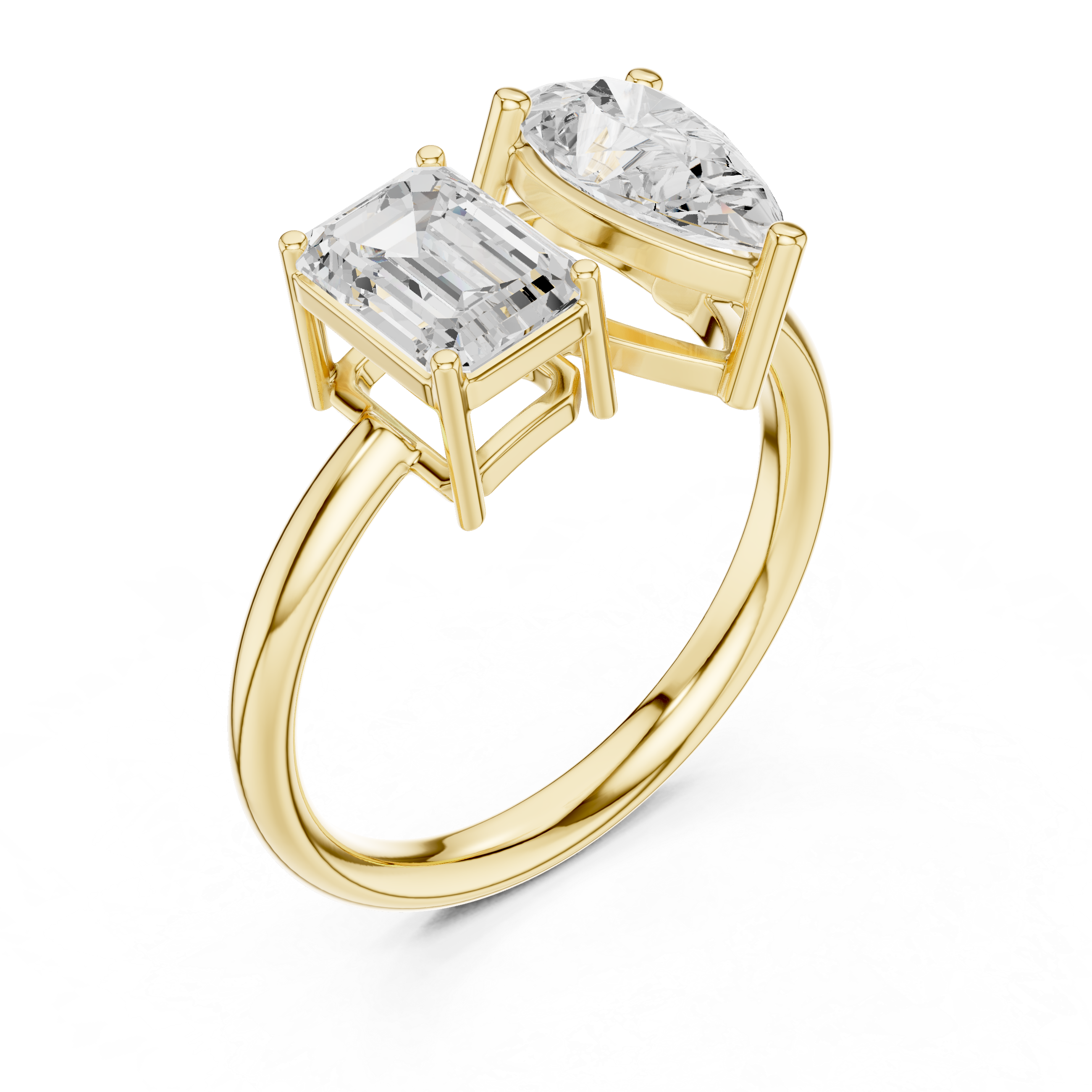Gold 2Ct Emerald Pear Toi Et Moi Lab Grown Diamond Averix Ring