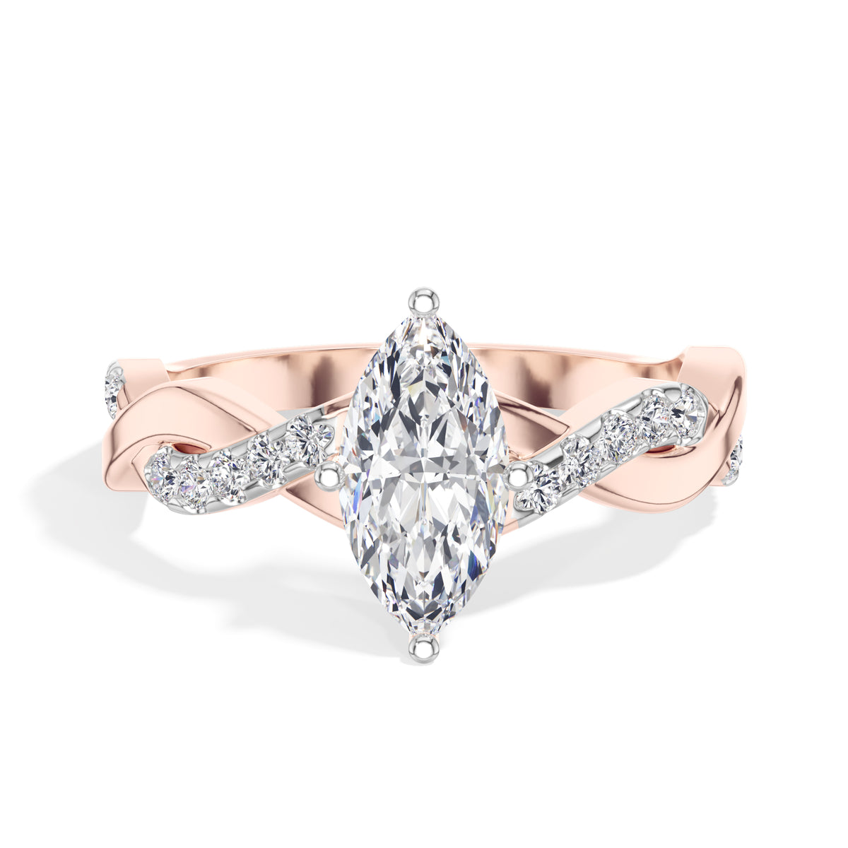 Marquise Twisted Pave Lab Grown Diamond Ivera Engagement Ring