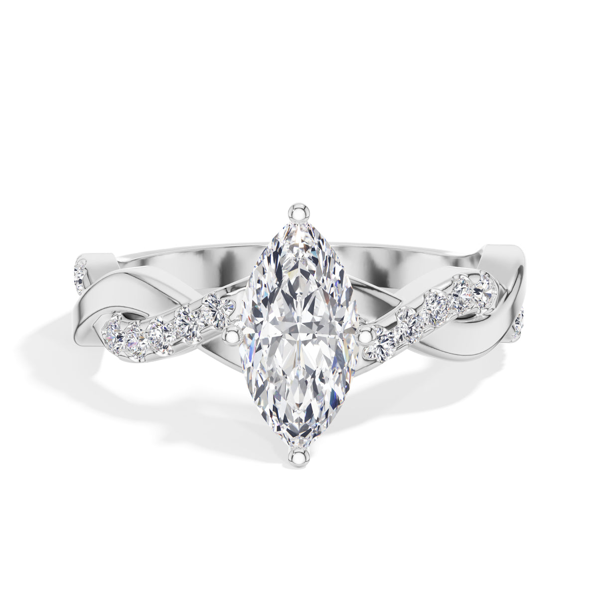 Marquise Twisted Pave Lab Grown Diamond Ivera Engagement Ring