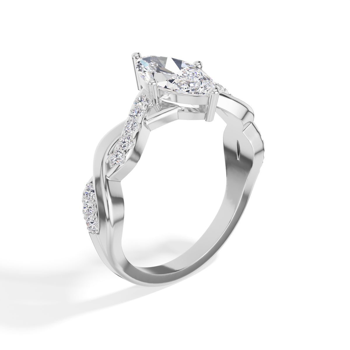 Marquise Twisted Pave Lab Grown Diamond Ivera Engagement Ring