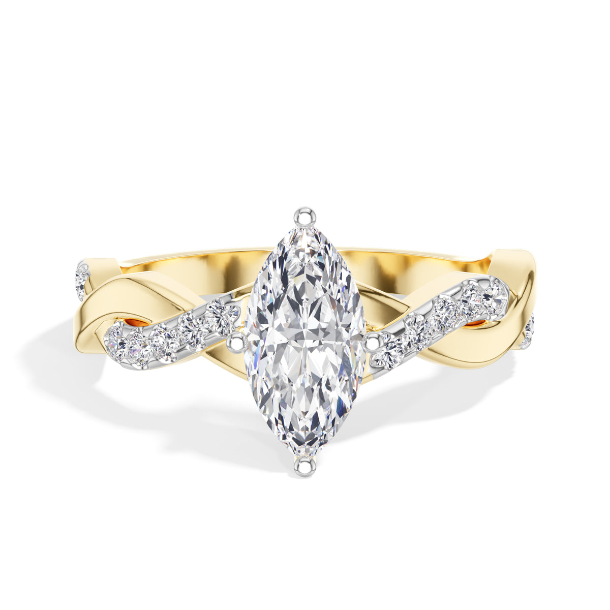 Marquise Twisted Pave Lab Grown Diamond Ivera Engagement Ring
