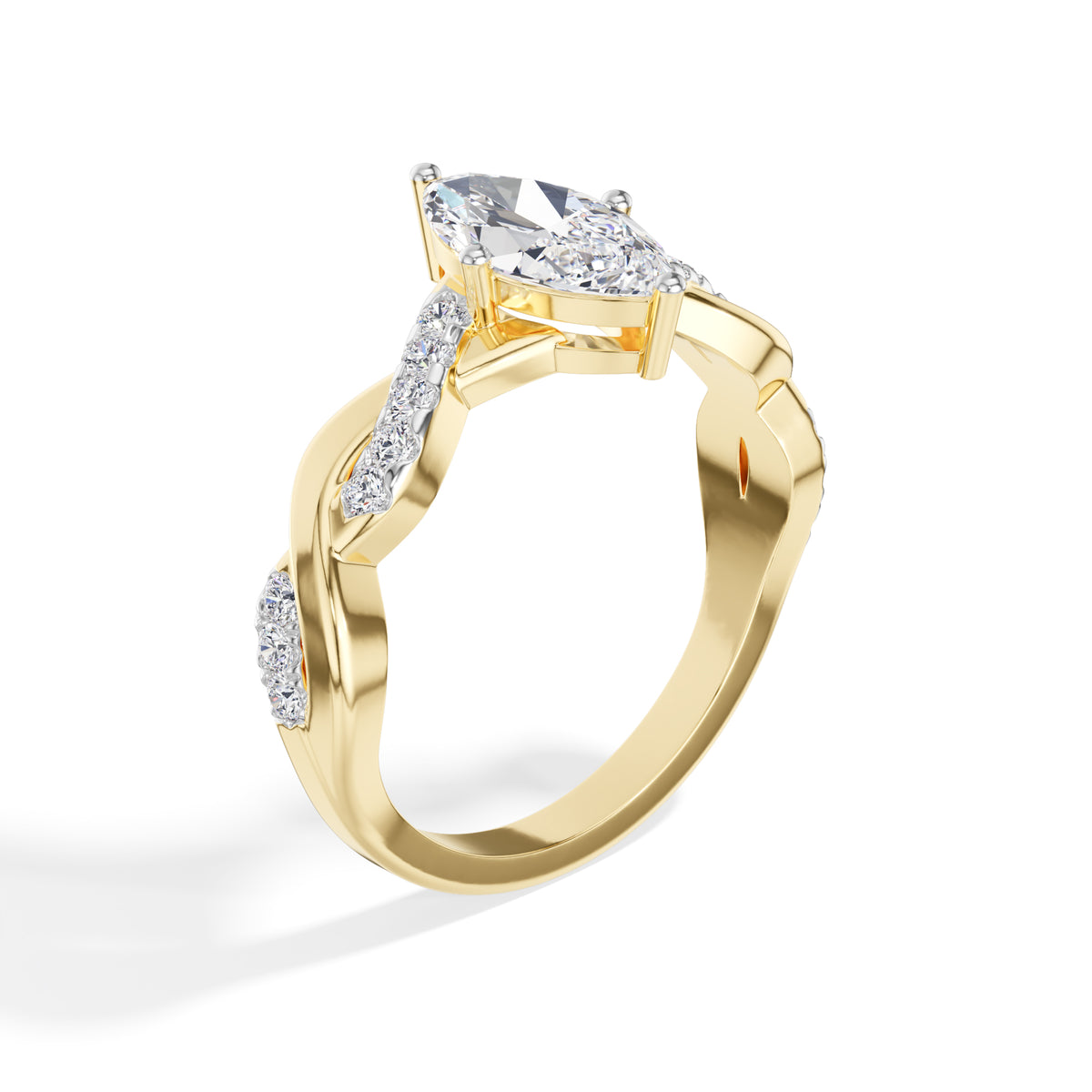 Marquise Twisted Pave Lab Grown Diamond Ivera Engagement Ring