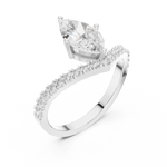 Gold 1Ct Pave Chevron Marquise Lab Grown Diamond Qirel Ring