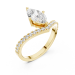 Gold 1Ct Pave Chevron Marquise Lab Grown Diamond Qirel Ring