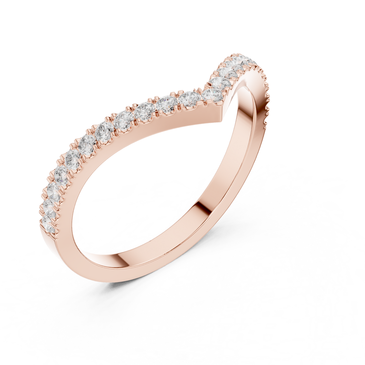 Gold Channel V Shaped Band Round Lab Grown Diamond Selia Ring
