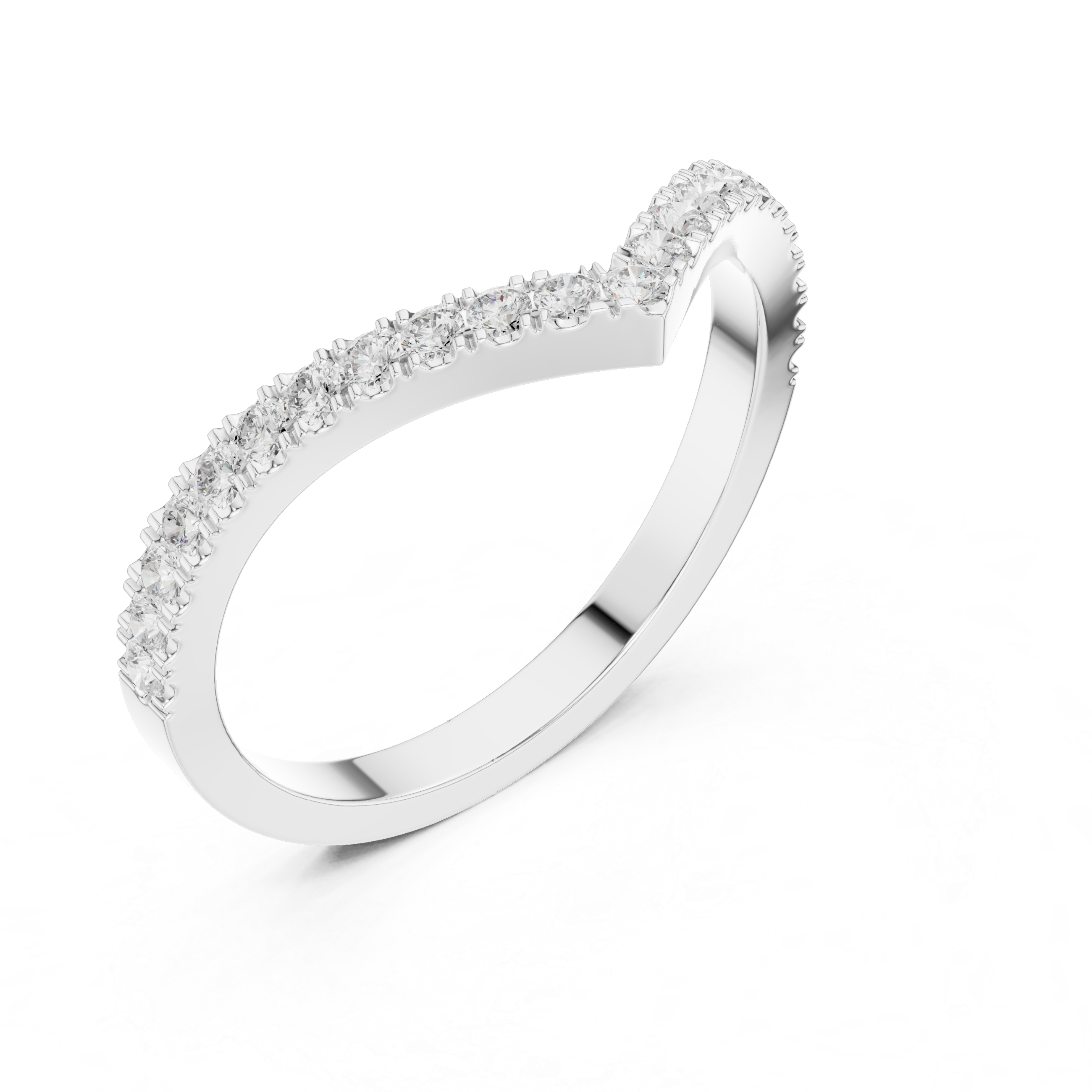 Gold Channel V Shaped Band Round Lab Grown Diamond Selia Ring
