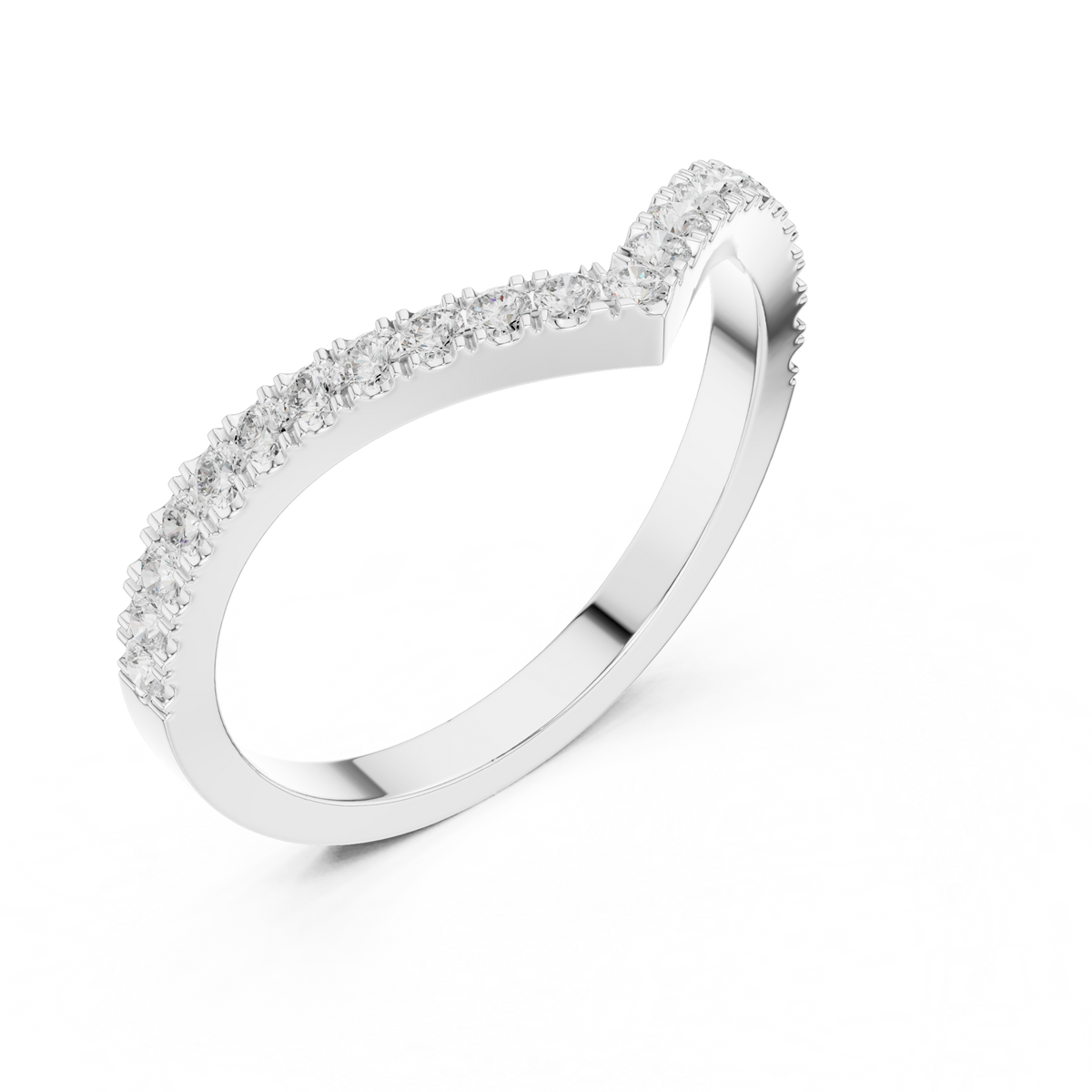 Gold Channel V Shaped Band Round Lab Grown Diamond Selia Ring
