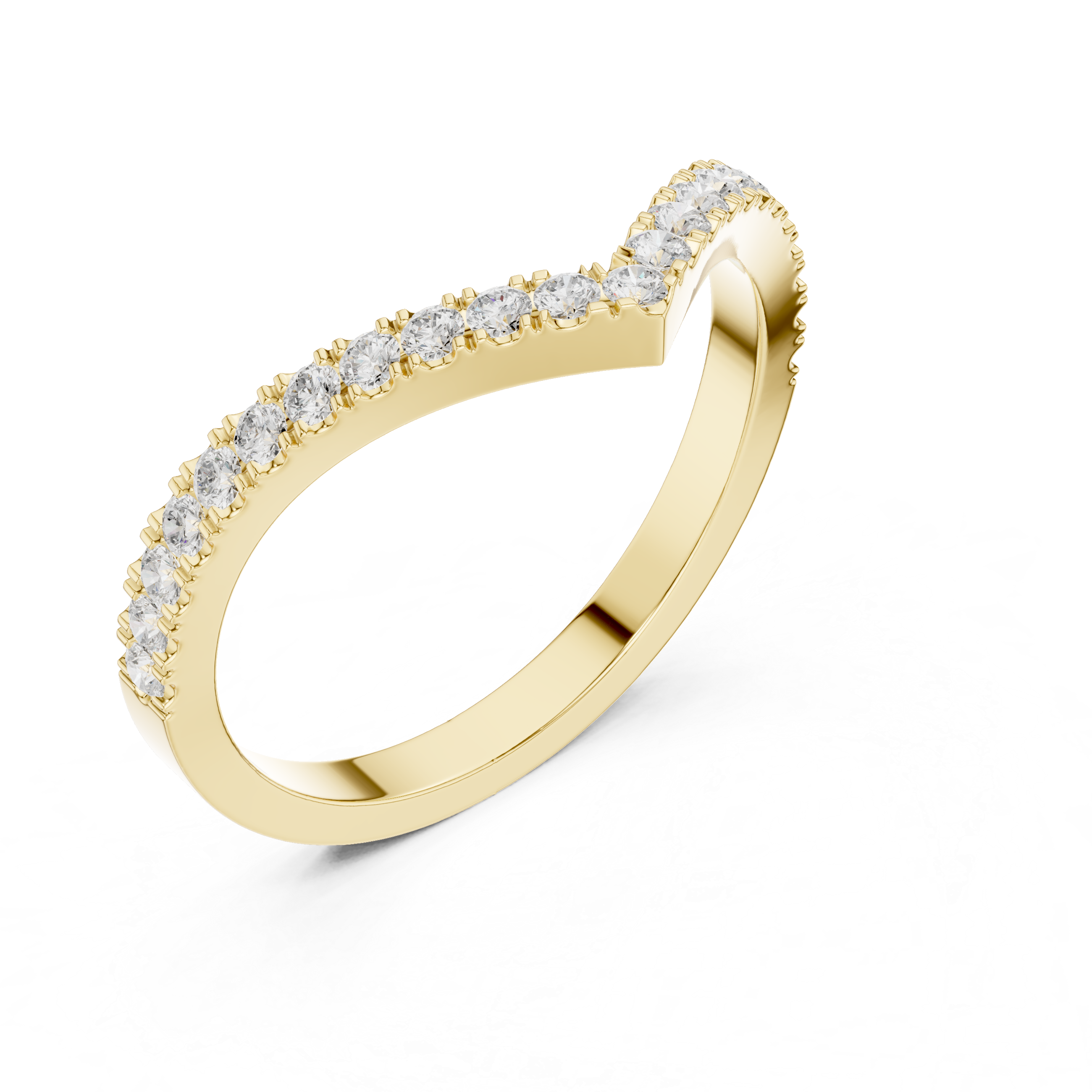 Gold Channel V Shaped Band Round Lab Grown Diamond Selia Ring