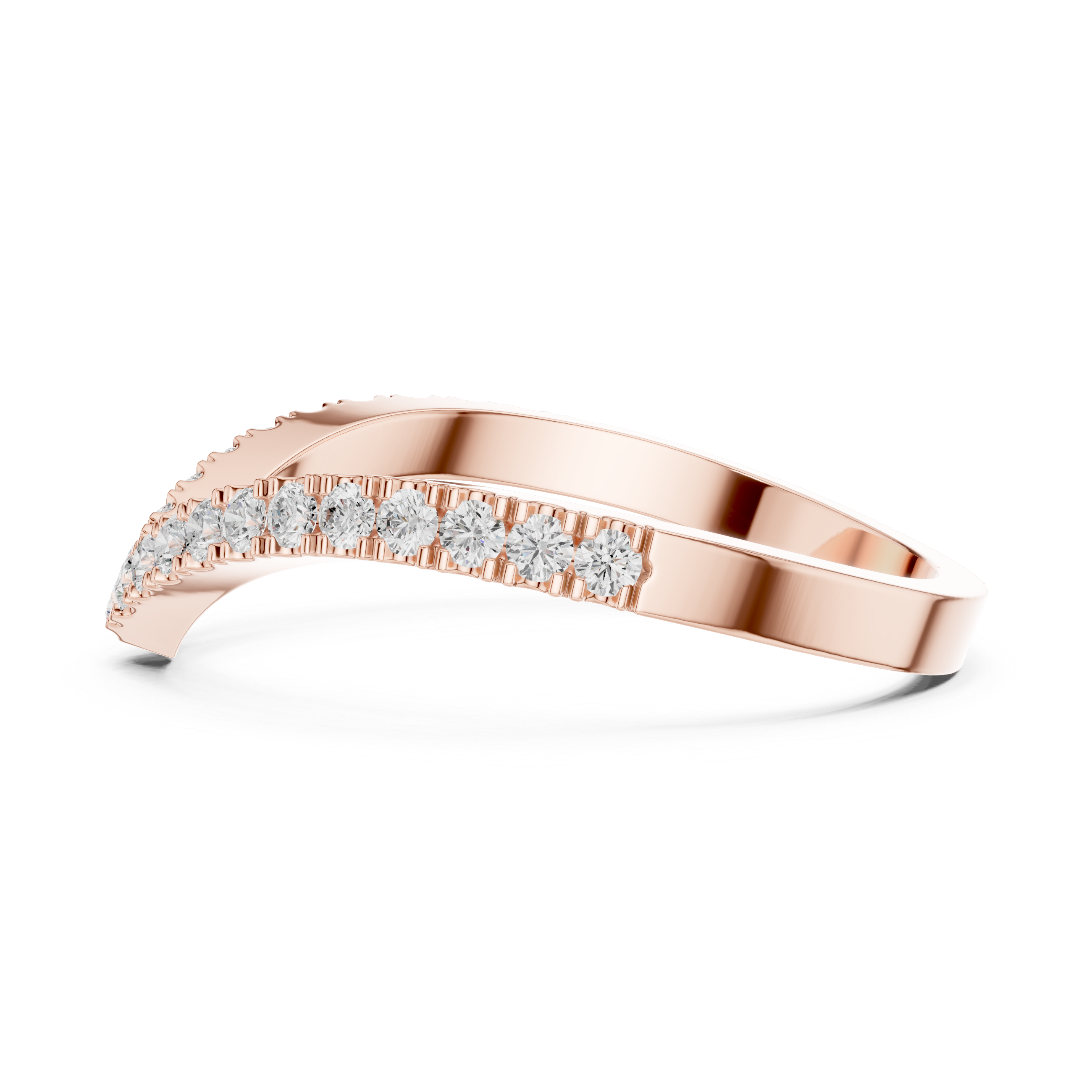 Gold Channel V Shaped Band Round Lab Grown Diamond Selia Ring